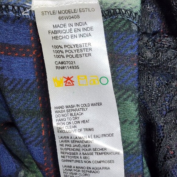 RD STYLE Blue Green Plaid Lace Detail Pullover Dress Womens SIze L Large - Picture 6 of 6